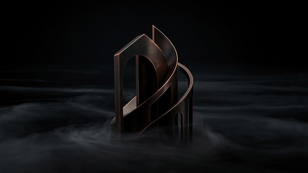 Copper structure emerging from dark fog