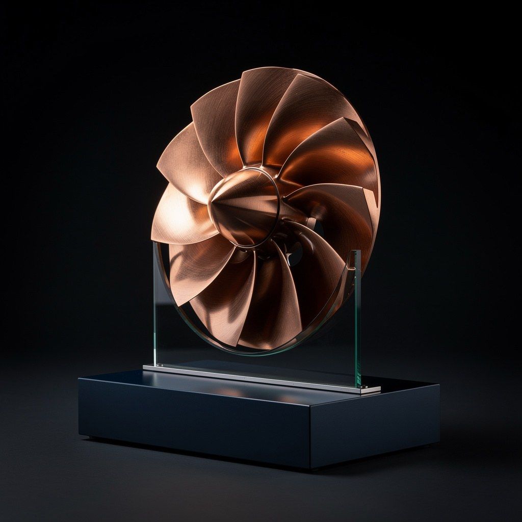 Copper turbine specimen, many blades on one axis